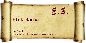 Elek Barna névjegykártya
